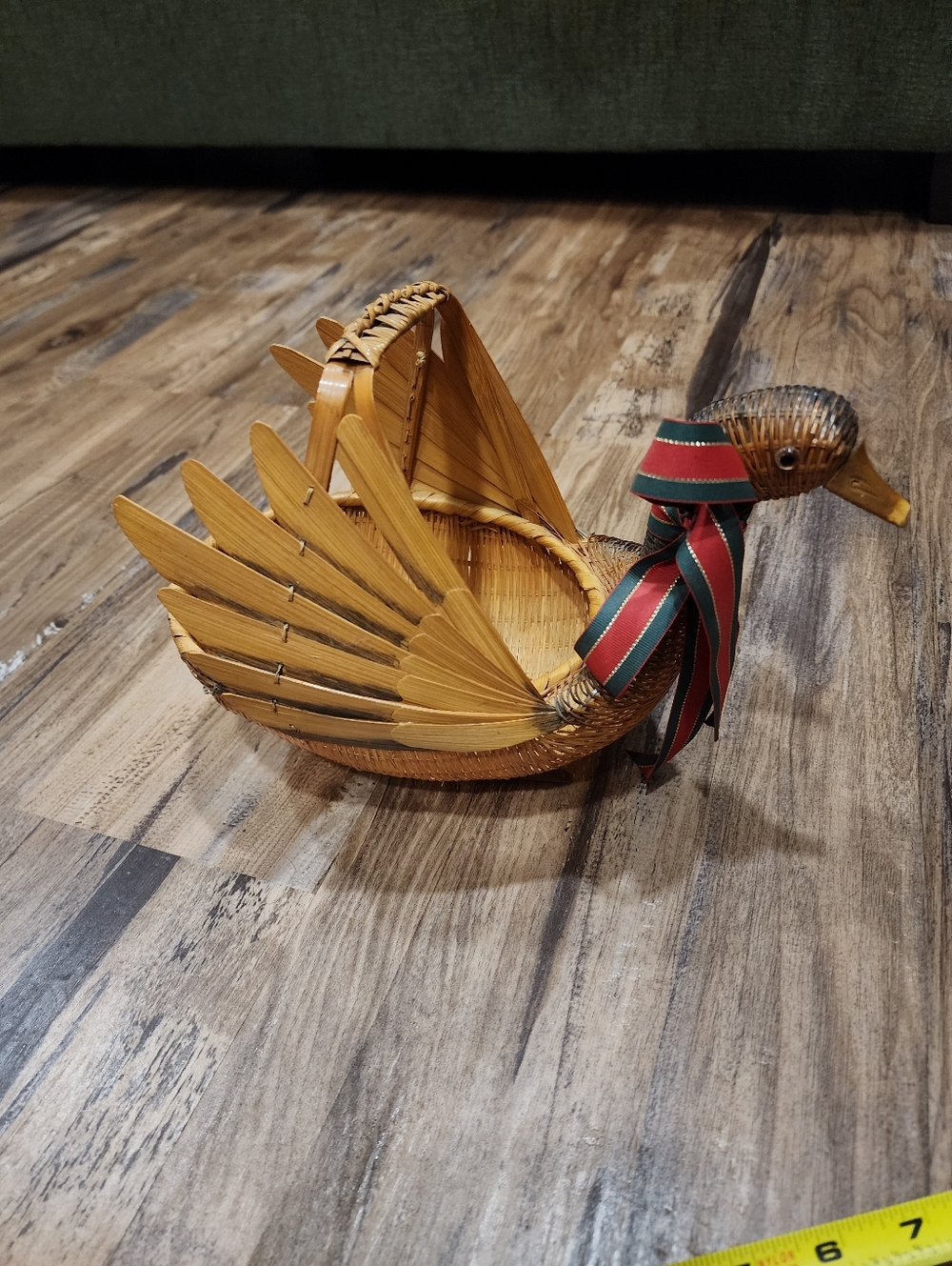 Wicker Duck With Wood Wings And Beak
